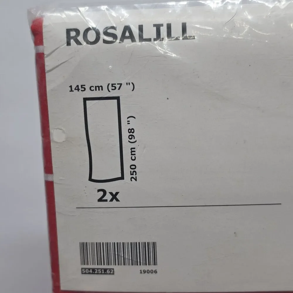 Ikea ROSALILL Plaid Curtains 1 pair Red White Drop Curtain NWT MCM Style